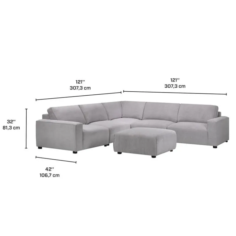 Modular Sectional with Ottoman - 6 pcs
