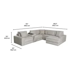 Modular Sectional with Right-Side Chaise and Console with Integrated Sound System - 6 pcs
