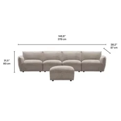 Modular Sofa with Ottoman - 5 pcs