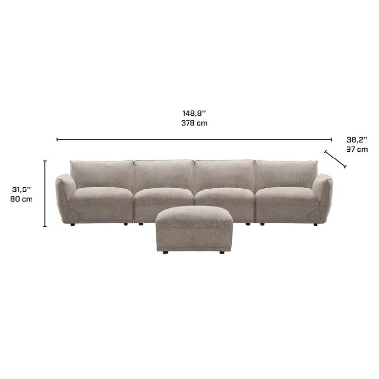Modular Sofa with Ottoman - 5 pcs