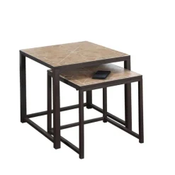 Nesting table - 2pcs set / terracotta tile top / brown - Monarch
