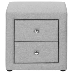 Nightstand - upholstered / 2 storage drawers - 21"h - grey linen-look - Monarch