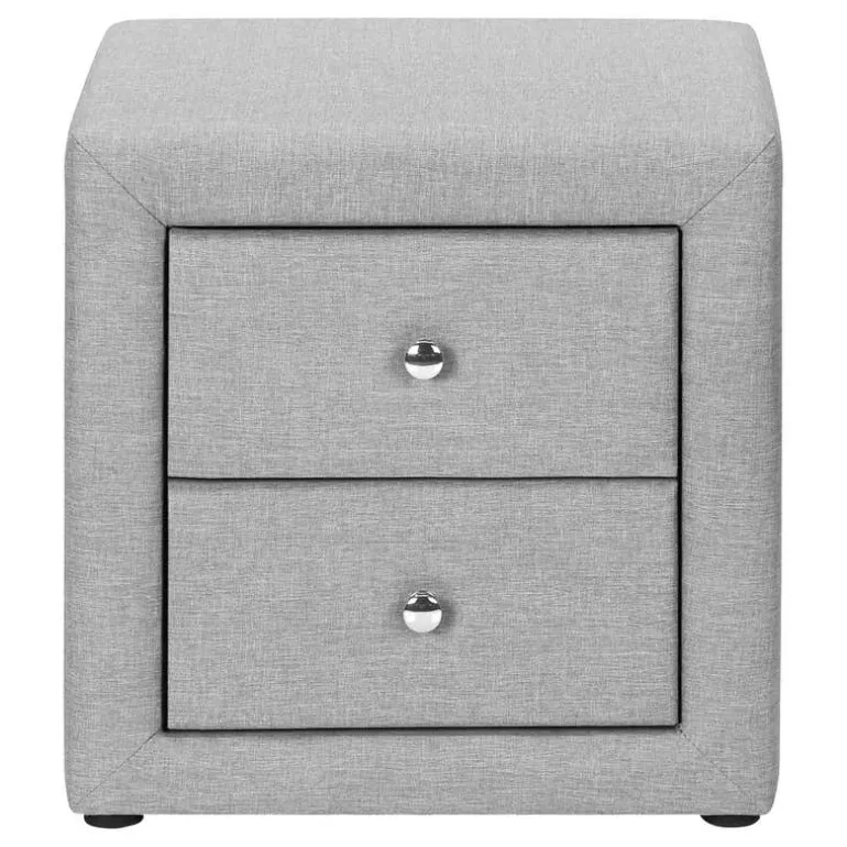 Nightstand - upholstered / 2 storage drawers - 21"h - grey linen-look - Monarch