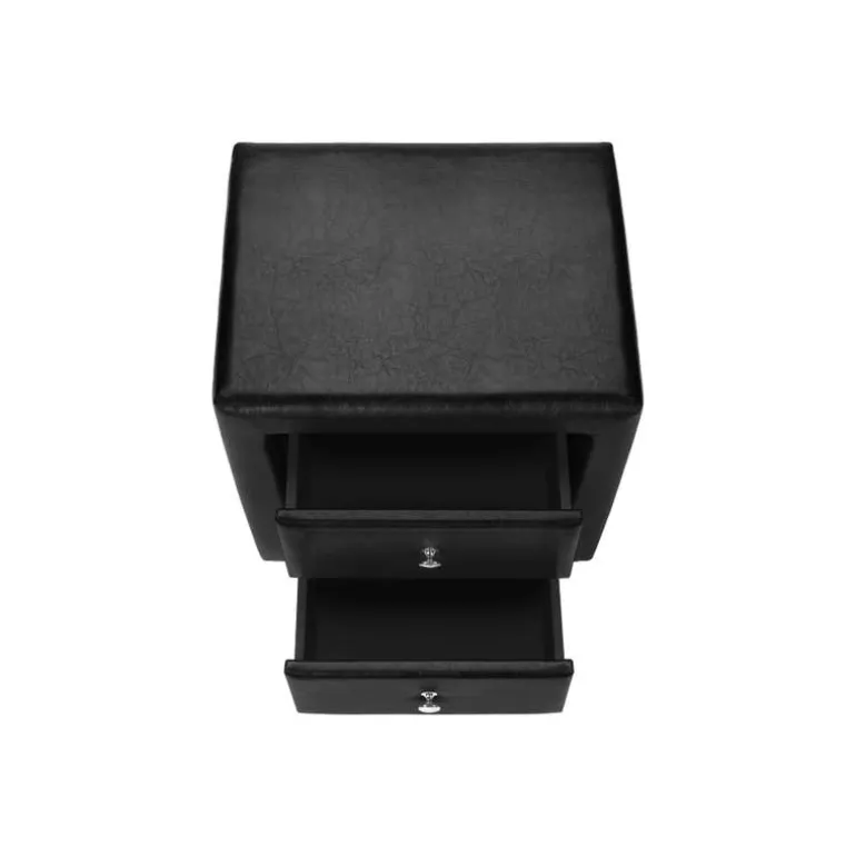 Nightstand - upholstered / 2 storage drawers - 21"h - black leather-look - Monarch