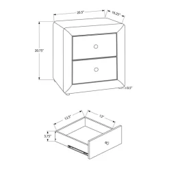 Nightstand - upholstered / 2 storage drawers - 21