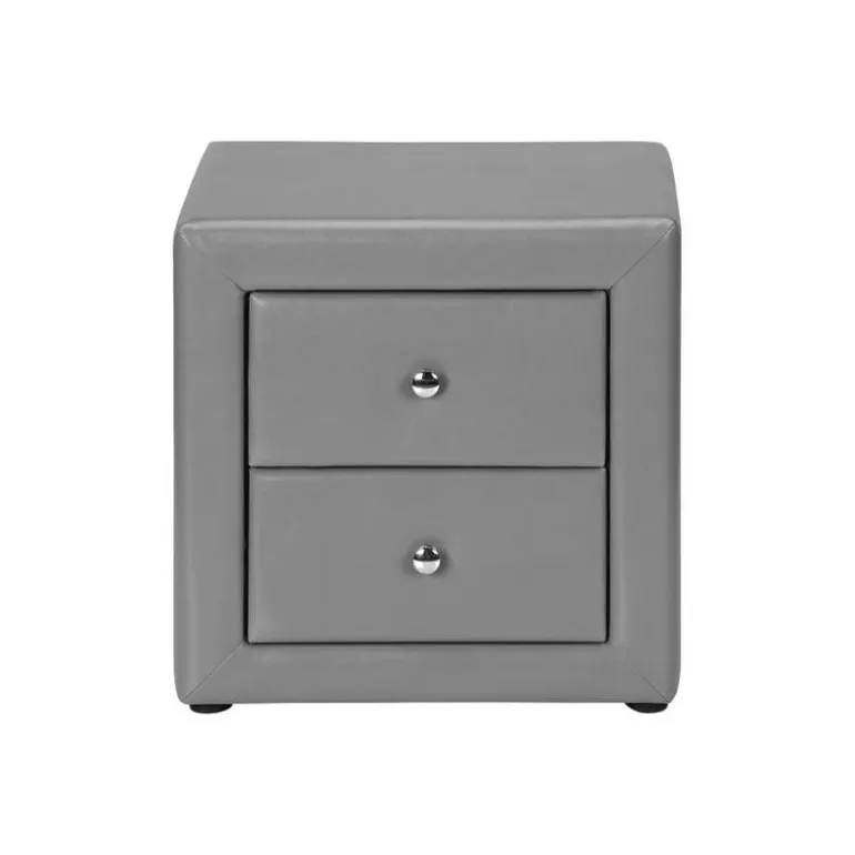 Nightstand - upholstered / 2 storage drawers - 21"h - grey leather-look - Monarch