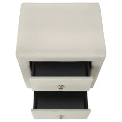 Nightstand - upholstered / 2 storage drawers - 21"h - beige linen-look - Monarch