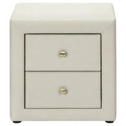 Nightstand - upholstered / 2 storage drawers - 21"h - beige linen-look - Monarch
