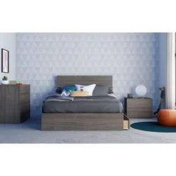 Nightstand, 2-Drawer, Bark Grey - Nexera