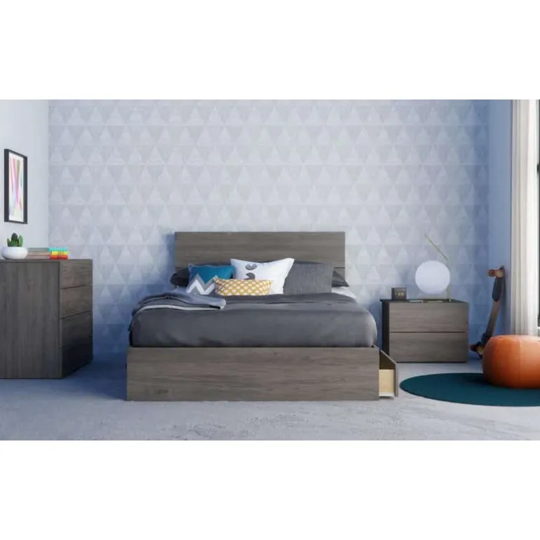 Nightstand, 2-Drawer, Bark Grey - Nexera