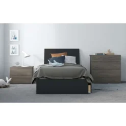 Nightstand, 2-Drawer, Bark Grey - Nexera