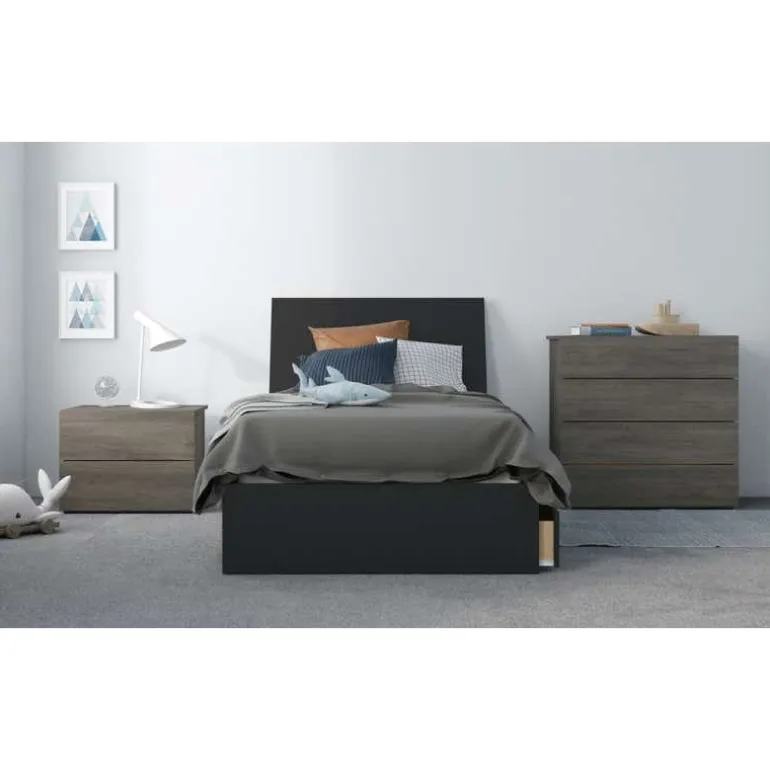Nightstand, 2-Drawer, Bark Grey - Nexera