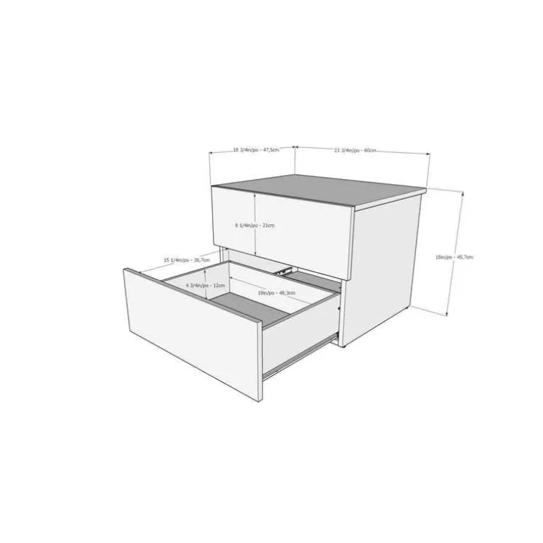 Nightstand, 2-Drawer, Bark Grey - Nexera