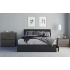 Nightstand, 2-Drawer, Bark Grey - Nexera
