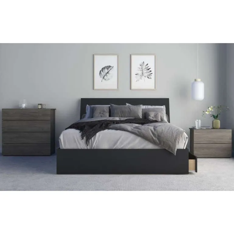 Nightstand, 2-Drawer, Bark Grey - Nexera
