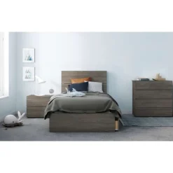 Nightstand, 2-Drawer, Bark Grey - Nexera