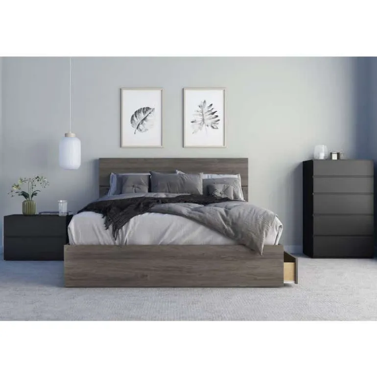 Nightstand, 1-Drawer, Black - Nexera