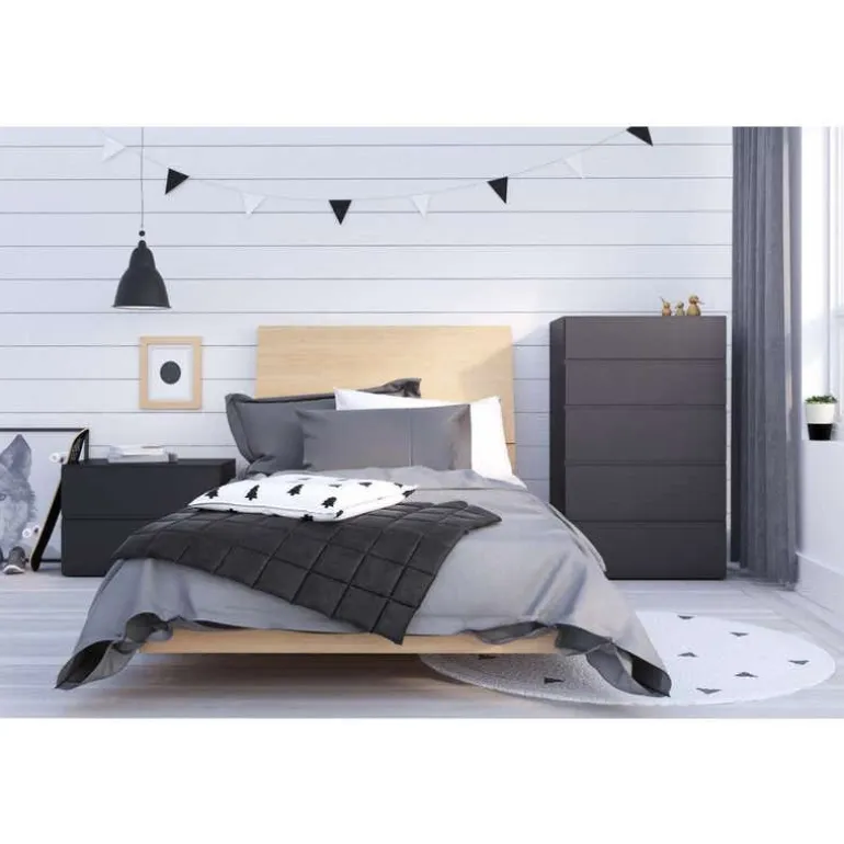 Nightstand, 1-Drawer, Black - Nexera