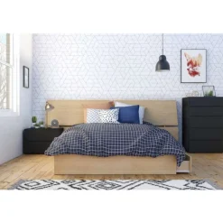 Nightstand, 1-Drawer, Black - Nexera