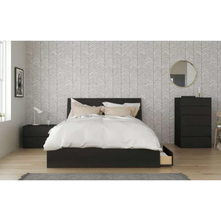 Nightstand, 1-Drawer, Black - Nexera