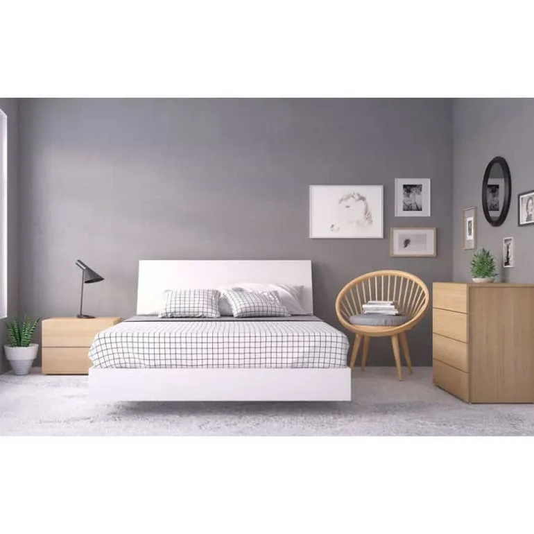 Nightstand, 2-Drawer, Natural Maple - Nexera