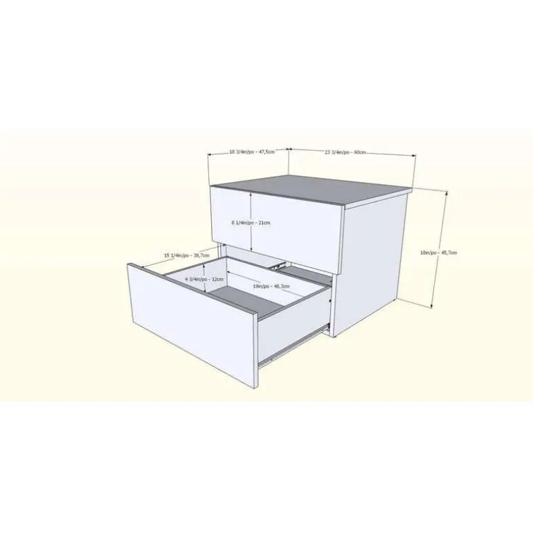 Nightstand, 2-Drawer, Natural Maple - Nexera