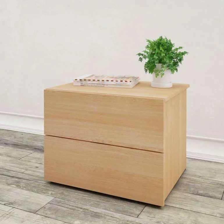Nightstand, 2-Drawer, Natural Maple - Nexera