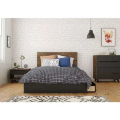 Nightstand, 1-Drawer, Truffle & Black - Nexera