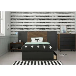 Nightstand, 1-Drawer, Truffle & Black - Nexera