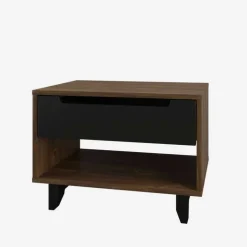 Nightstand, 1-Drawer, Truffle & Black - Nexera