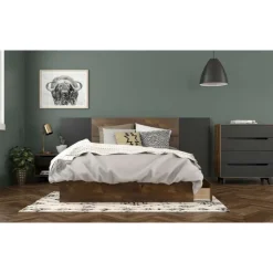 Nightstand, 1-Drawer, Truffle & Black - Nexera