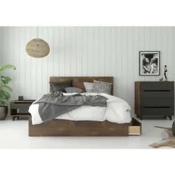 Nightstand, 1-Drawer, Truffle & Black - Nexera