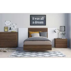 Nightstand, 2-Drawer, Walnut - Nexera
