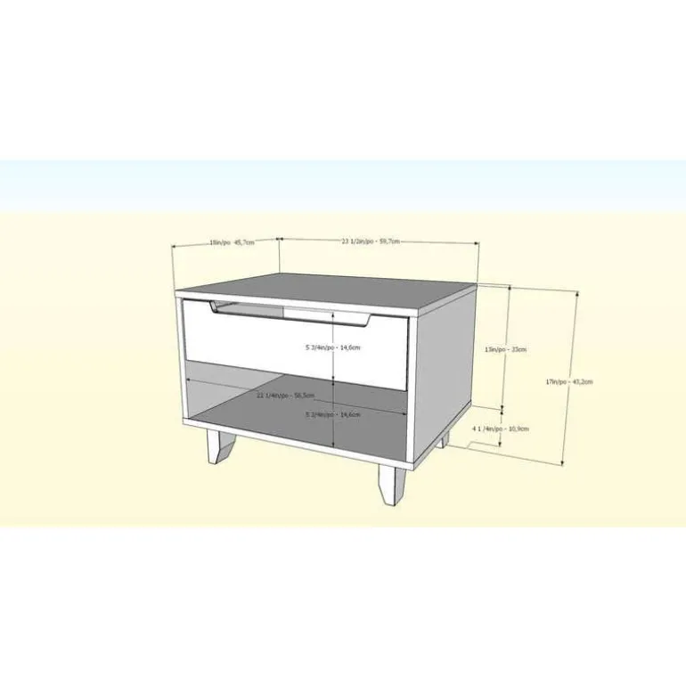 Nightstand, 1-Drawer, Walnut & Charcoal - Nexera