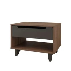 Nightstand, 1-Drawer, Walnut & Charcoal - Nexera