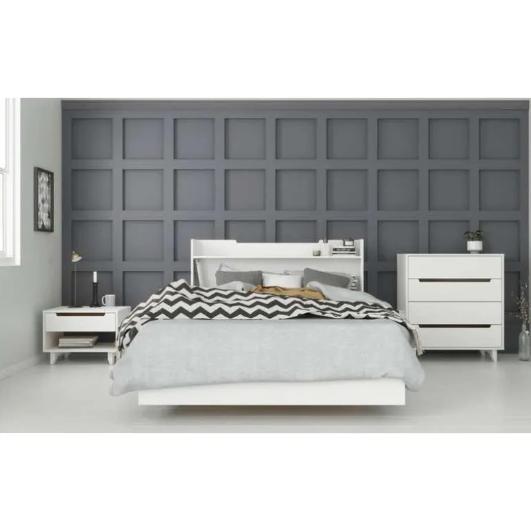 Nightstand, 1-Drawer, White - Nexera