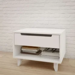 Nightstand, 1-Drawer, White - Nexera