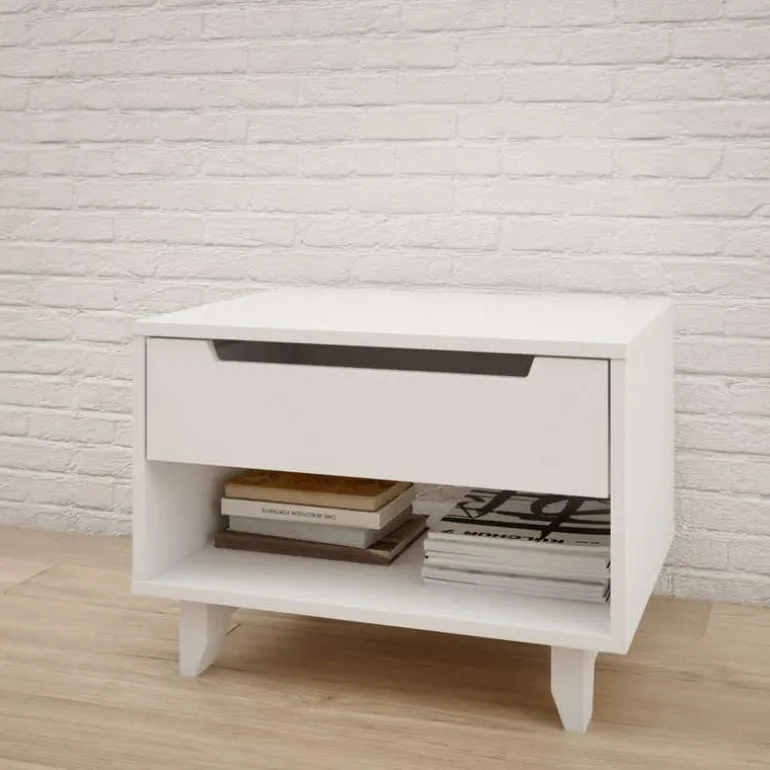 Nightstand, 1-Drawer, White - Nexera
