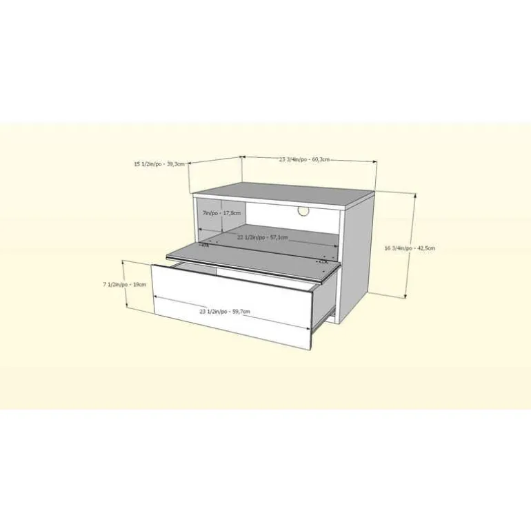 Nightstand, 1-Drawer, White - Nexera