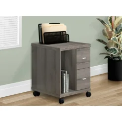 Office cabinet - dark taupe with 2 drawers on castors - Monarch