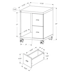 Office cabinet - dark taupe with 2 drawers on castors - Monarch
