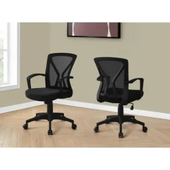 Office chair - black / black base on castors - Monarch