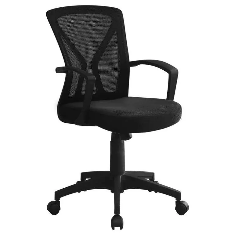 Office chair - black / black base on castors - Monarch