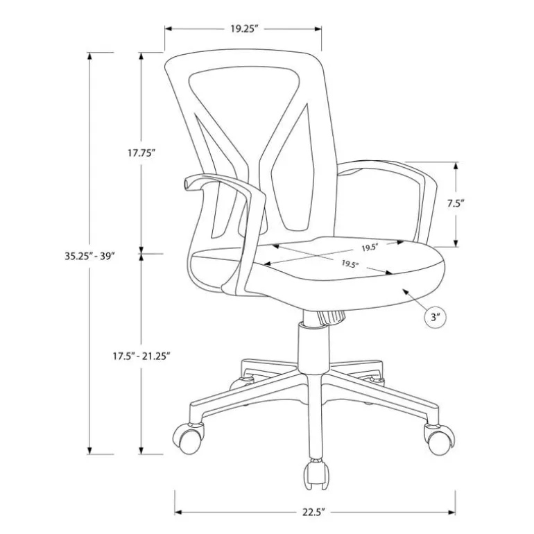 Office chair - black / black base on castors - Monarch