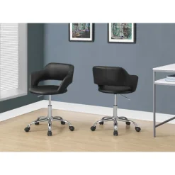 Office chair - black / chrome metal hydraulic lift base - Monarch