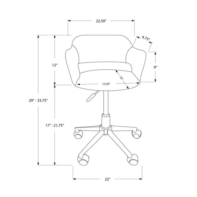 Office chair - black / chrome metal hydraulic lift base - Monarch