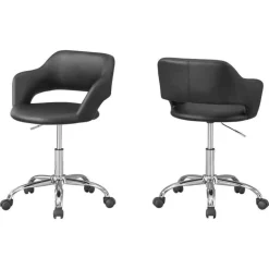 Office chair - black / chrome metal hydraulic lift base - Monarch