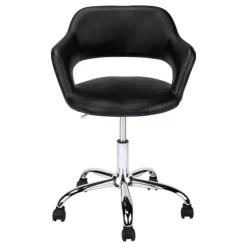 Office chair - black / chrome metal hydraulic lift base - Monarch