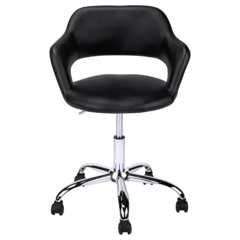 Office chair - black / chrome metal hydraulic lift base - Monarch