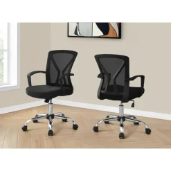 Office chair - black / chrome base on castors - Monarch